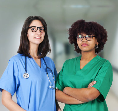 two female nurse smiling